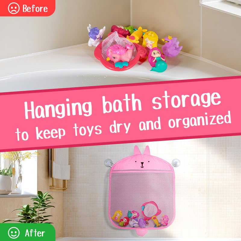 Hely Cancy No Hole Bath Toys for Kids Ages 1-3, 8 Pcs Girl Bath Toys with Storage and Net, Sealed & Squeezable & Float on Water - Image 3